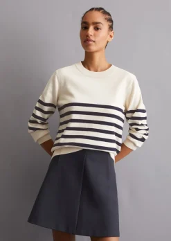 Gestreifter Strickpullover regular aus Soft Cotton Stretch