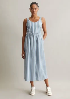 Gestreiftes Kleid Shaped aus Papertouch-Popeline