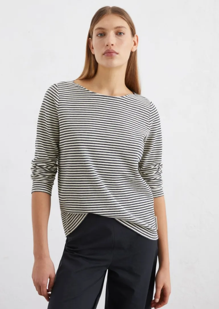 Gestreiftes Longsleeve relaxed aus Interlock-Jersey
