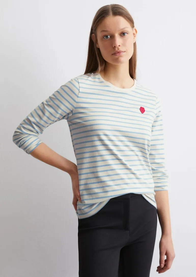 Gestreiftes Longsleeve regular aus Organic-Cotton-Stretch-Jersey