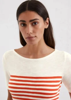 Gestreiftes T-Shirt regular aus Organic Cotton Slub Jersey