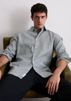 Hemd regular aus Leinen und Bio-Baumwolle