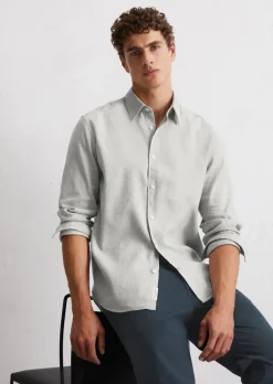 Hemd regular aus Leinen und Bio-Baumwolle