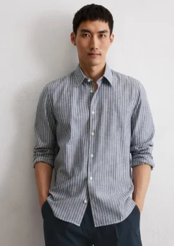 Hemd shaped aus gestreifter Bio-Baumwolle