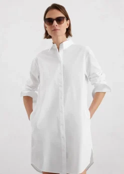 Hemdblusenkleid regular aus Popeline-Stretch