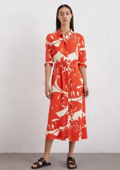 Hemdblusenkleid regular aus fließendem Viskose-Twill