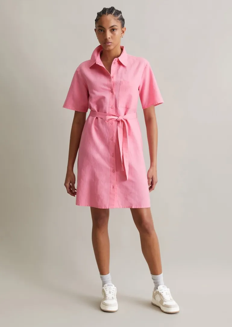 Hemdblusenkleid relaxed aus Leinen-Baumwolle-Mix