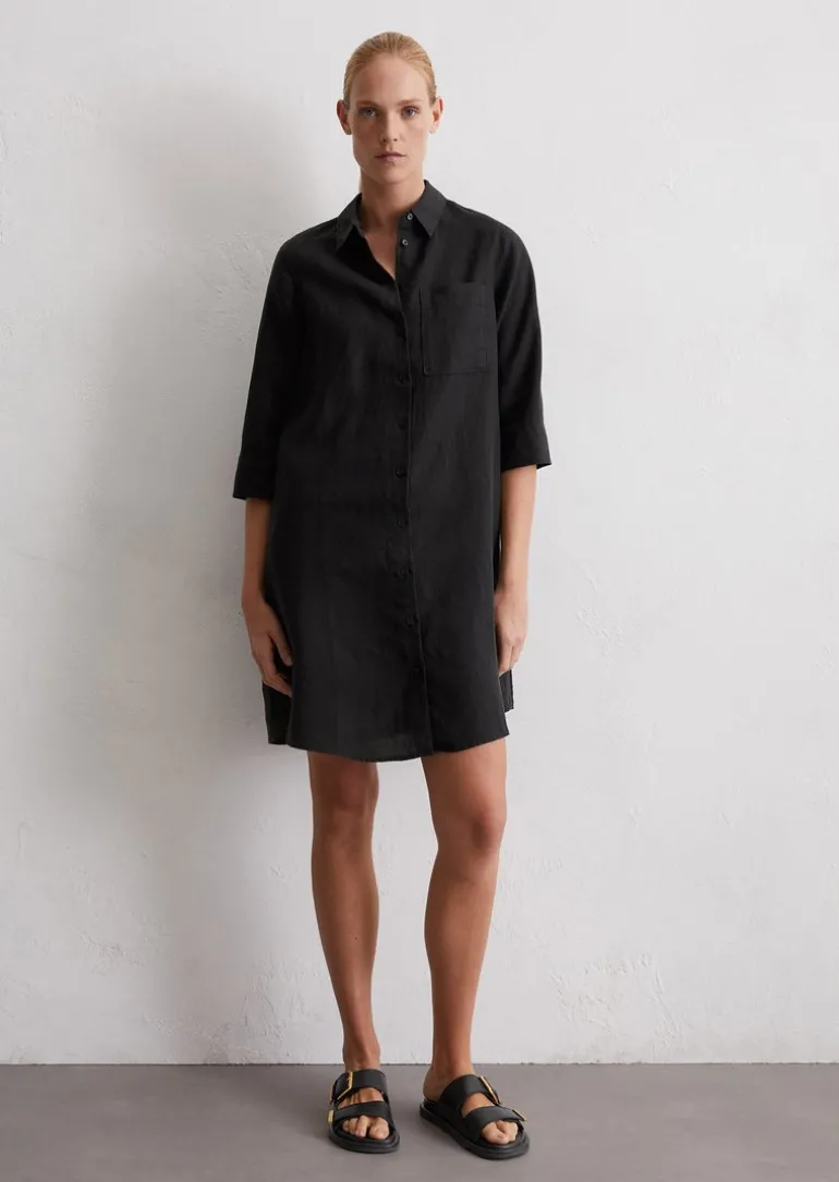 Hemdblusenkleid relaxed aus reinem Leinen