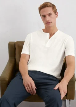 Henley-Shirt regular aus softem Slub-Jersey