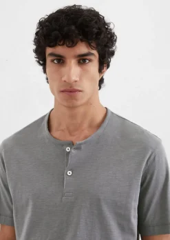 Henley-Shirt regular aus softem Slub-Jersey