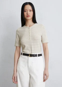 Henley-T-Shirt regular aus softem Ringel-Jersey