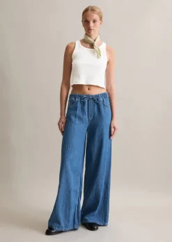 High Waist Jeans wide mit recyeltem Leinen-Garn