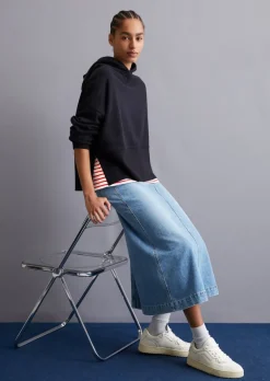 Hoodie relaxed mit breitem Rippbund