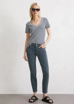 Hose Model Lulea slim cropped aus Lyocell-Baumwolle-Mix