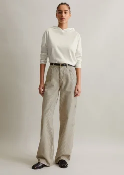 Jeans wide aus gestreiftem Organic Cotton