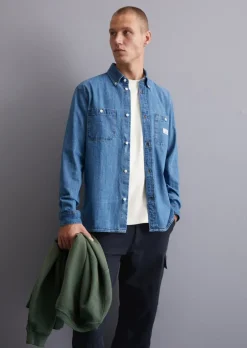 Jeanshemd regular mit Button-Down-Kragen