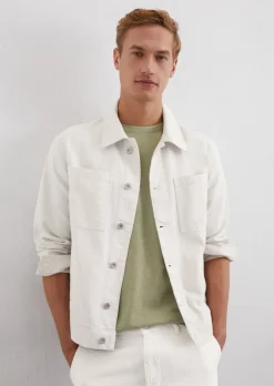 Jeansjacke regular aus Bio-Baumwolle und Leinen