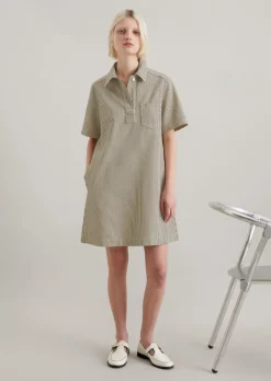 Jeanskleid regular aus gestreiftem Organic Cotton