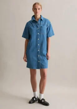 Jeanskleid relaxed mit recyeltem Leinen-Garn