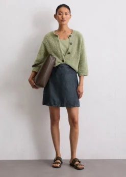 Jeans-Minirock A-Shape aus Baumwolle-Leinen-Mix