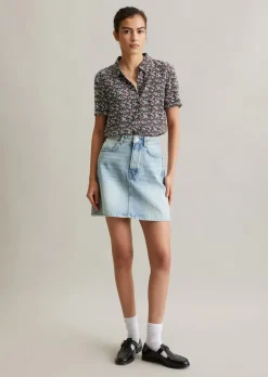 Jeans-Minirock regular aus Rigid-Denim