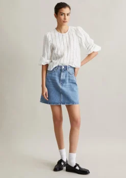 Jeans-Minirock regular aus Rigid-Denim