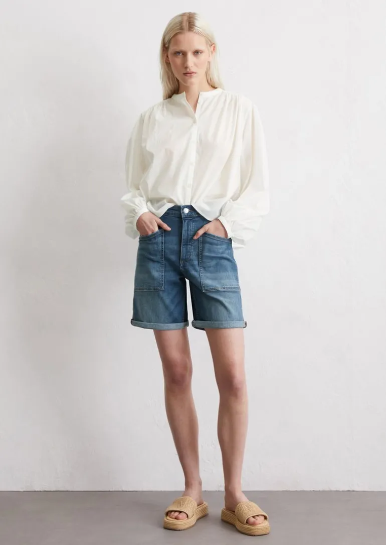 Jeans-Shorts boyfriend aus leichtem Stretch-Denim