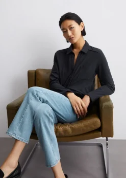 Jerseybluse regular aus Organic-Cotton-Stretch