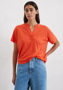 Jerseybluse regular aus Organic Cotton-Viskose-Slub-Jersey