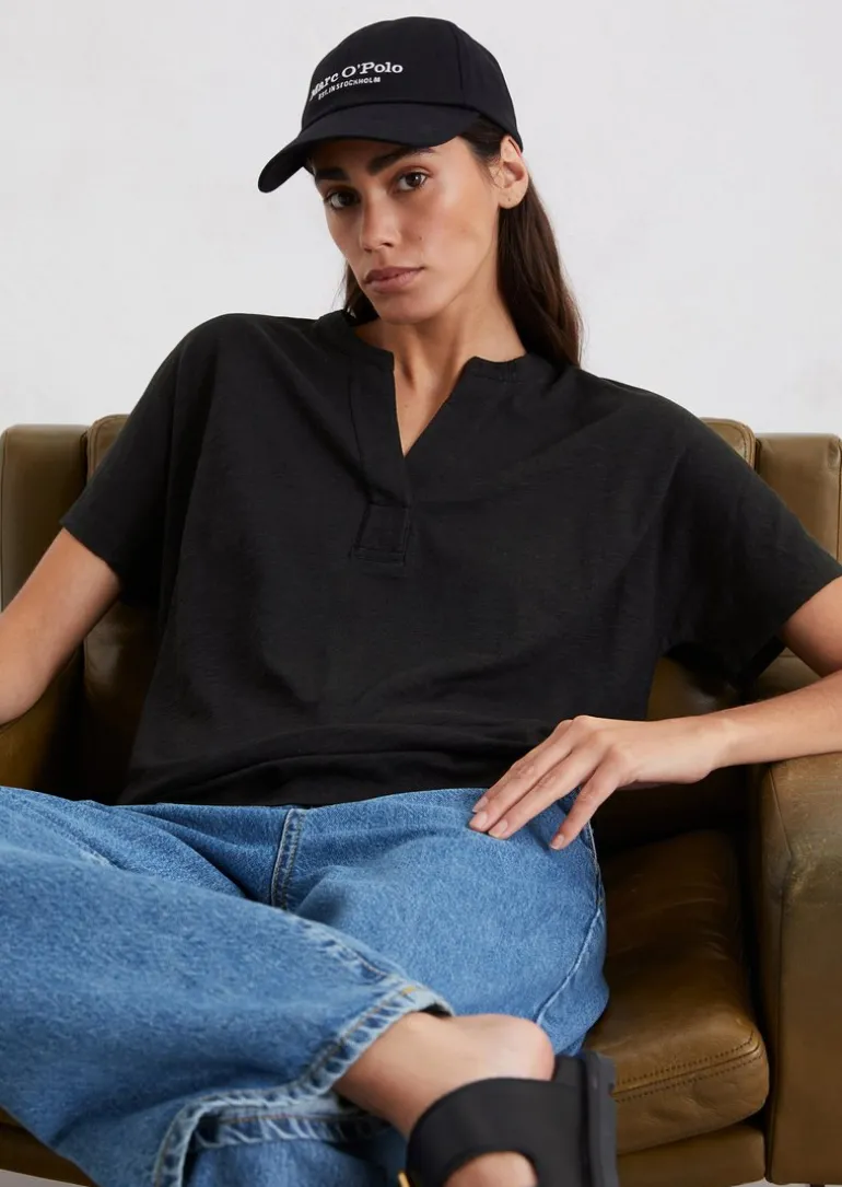 Jerseybluse regular aus Organic Cotton-Viskose-Slub-Jersey