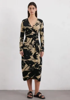 Jerseykleid slim im Wickel-Stil aus stretchiger Viskose-Qualität