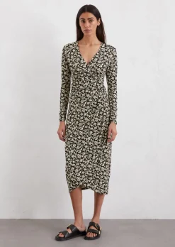 Jerseykleid slim im Wickel-Stil aus stretchiger Viskose-Qualität