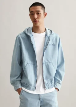 Kapuzen-Jeansjacke regular made with Orange Fiber