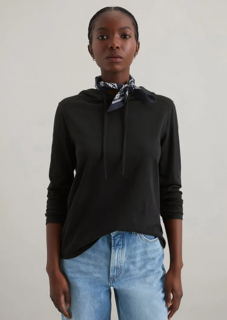 Kapuzen-Longsleeve relaxed aus weichem Single Jersey