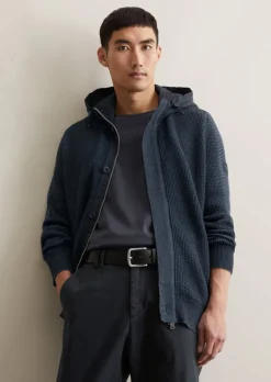 Kapuzen-Strickjacke regular aus reiner Bio-Baumwolle