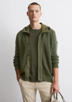 Kapuzen-Strickjacke regular aus reiner Bio-Baumwolle