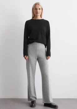 Kaschmir-Strickhose wide mit elastischem Bund