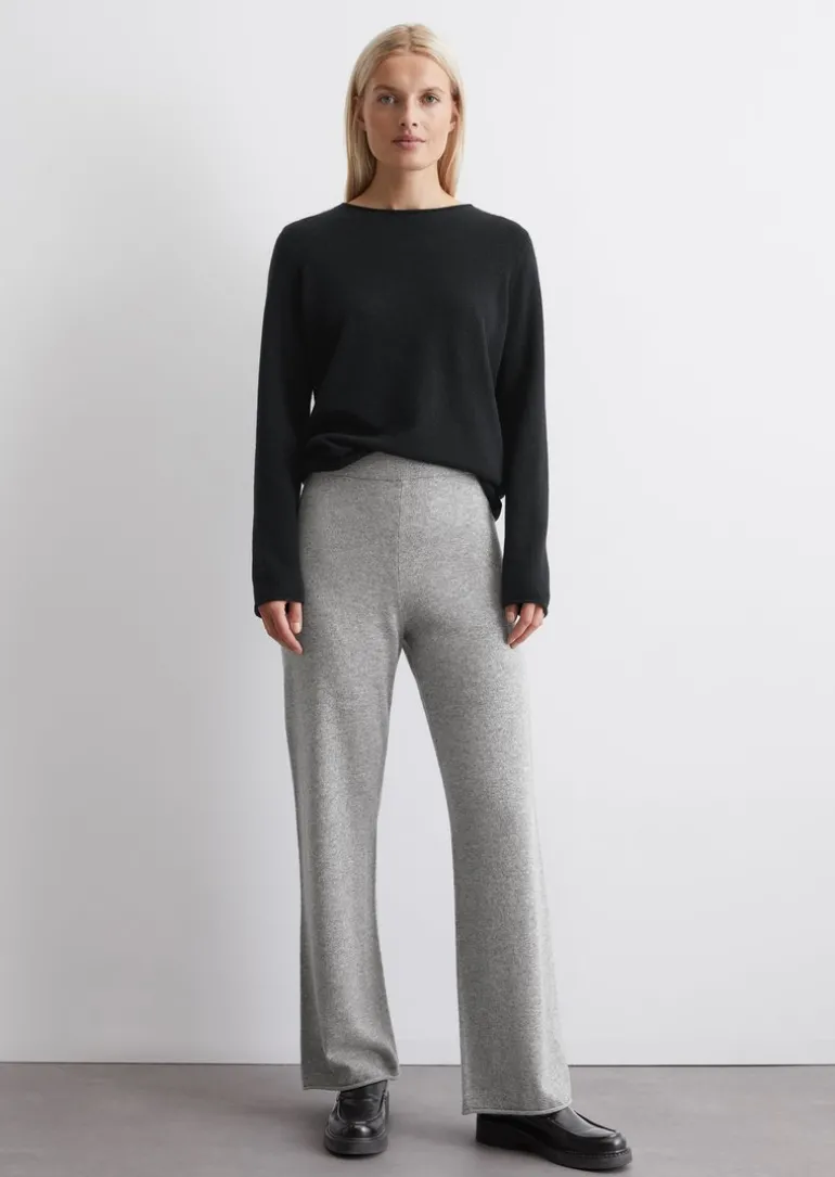 Kaschmir-Strickhose wide mit elastischem Bund