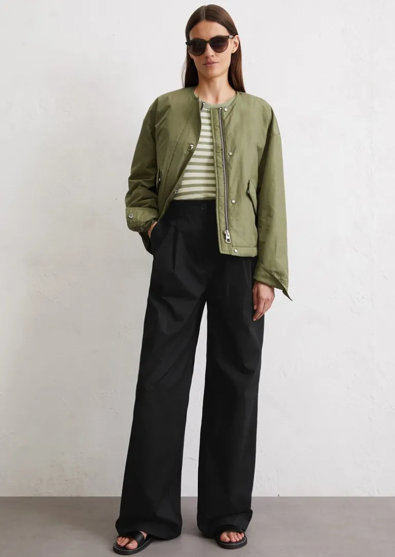 Kragenlose Jacke regular aus recyceltem Polyester-Twill