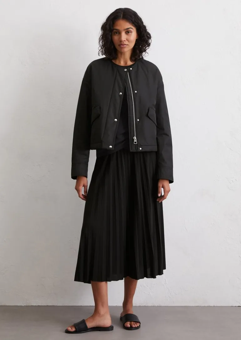 Kragenlose Jacke regular aus recyceltem Polyester-Twill