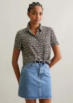 Kurzarm-Bluse regular aus LENZING™ ECOVERO™