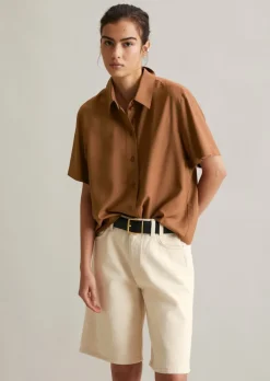 Kurzarm-Bluse relaxed aus fließender Viskose