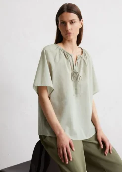 Kurzarm-Bluse relaxed aus Baumwoll-Chambray