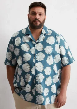 Kurzarm-Hemd regular aus Leinen und Bio-Baumwolle