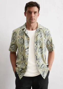 Kurzarm-Hemd regular aus Leinen und Bio-Baumwolle