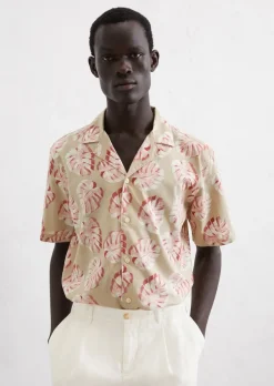 Kurzarm-Hemd regular aus Leinen und Bio-Baumwolle