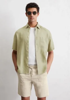 Kurzarm-Hemd regular aus reinem Leinen