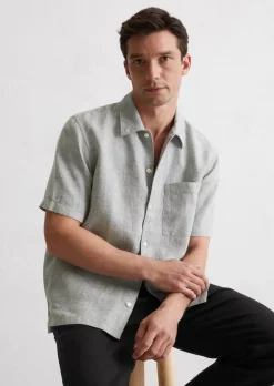 Kurzarm-Hemd regular aus reinem Leinen