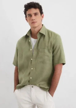 Kurzarm-Hemd regular aus reinem Leinen