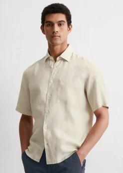 Kurzarm-Hemd regular aus reinem Leinen